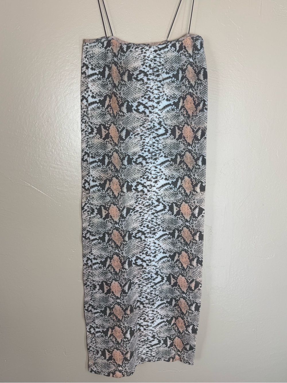 Snake Print Midi Dress in Gray & Pink Like New